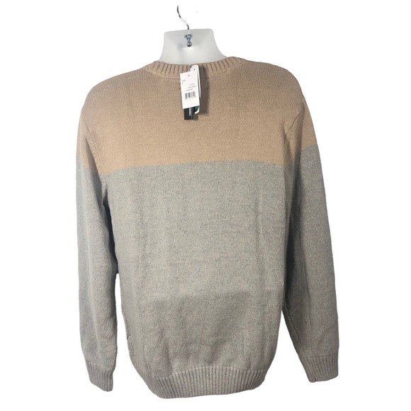 Commerce  Sweater Mens L Fawn Ombré Fisherman Cable Knit Crew Neck Pullover New - Picture 5 of 12